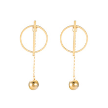 E-671 xuping simple style stainless steel 24k gold color drop ball ladies drop earrings